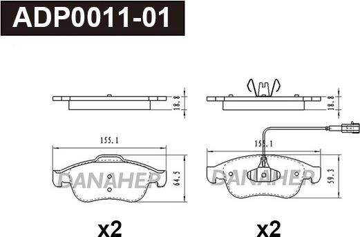 Danaher ADP0011-01 - Əyləc altlığı dəsti, əyləc diski furqanavto.az