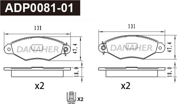 Danaher ADP0081-01 - Əyləc altlığı dəsti, əyləc diski furqanavto.az