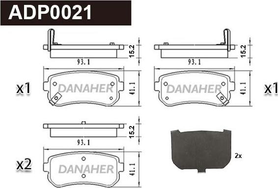 Danaher ADP0021 - Əyləc altlığı dəsti, əyləc diski furqanavto.az