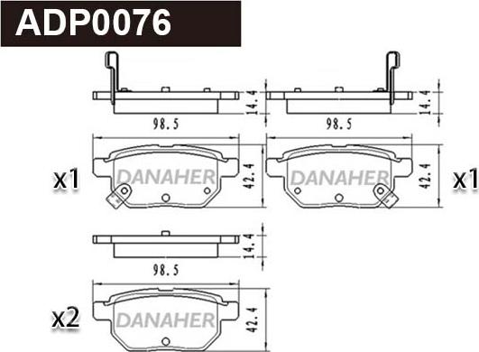 Danaher ADP0076 - Əyləc altlığı dəsti, əyləc diski furqanavto.az