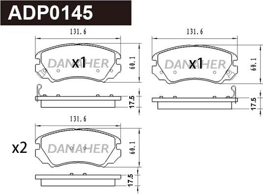 Danaher ADP0145 - Əyləc altlığı dəsti, əyləc diski furqanavto.az