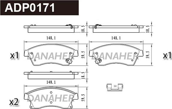 Danaher ADP0171 - Əyləc altlığı dəsti, əyləc diski furqanavto.az