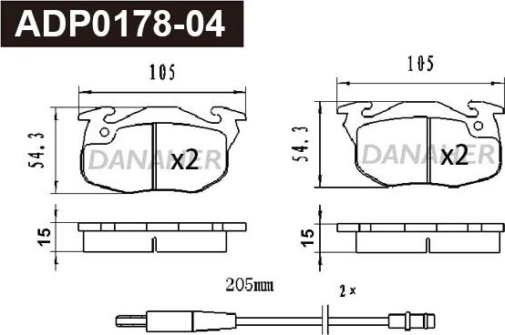 Danaher ADP0178-04 - Əyləc altlığı dəsti, əyləc diski furqanavto.az