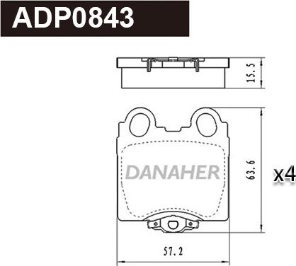 Danaher ADP0843 - Əyləc altlığı dəsti, əyləc diski furqanavto.az