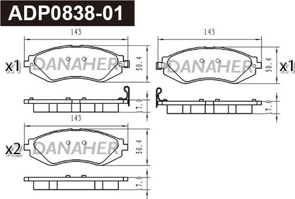 Danaher ADP0838-01 - Əyləc altlığı dəsti, əyləc diski furqanavto.az