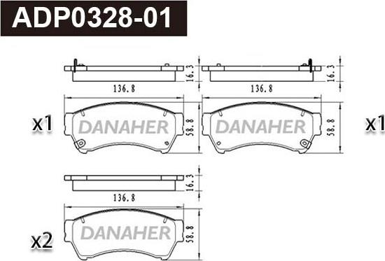 Danaher ADP0328-01 - Əyləc altlığı dəsti, əyləc diski furqanavto.az