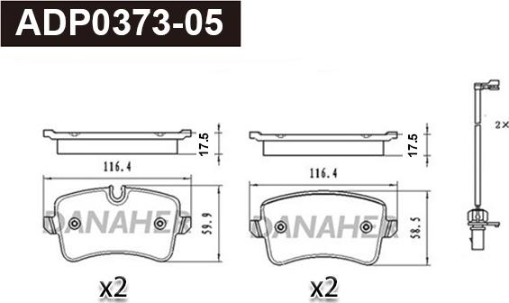 Danaher ADP0373-05 - Əyləc altlığı dəsti, əyləc diski furqanavto.az