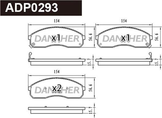 Danaher ADP0293 - Əyləc altlığı dəsti, əyləc diski furqanavto.az