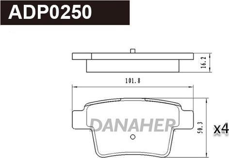 Danaher ADP0250 - Əyləc altlığı dəsti, əyləc diski furqanavto.az