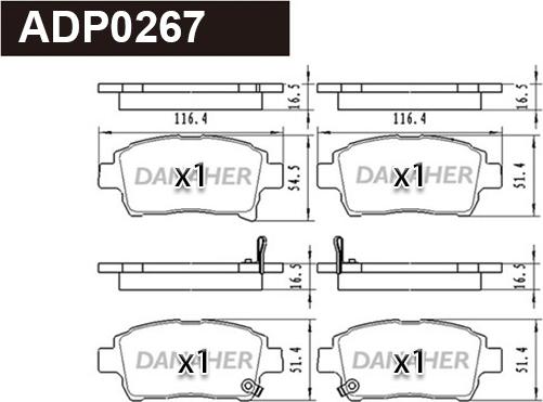 Danaher ADP0267 - Əyləc altlığı dəsti, əyləc diski furqanavto.az