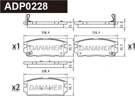 Danaher ADP0228 - Əyləc altlığı dəsti, əyləc diski furqanavto.az