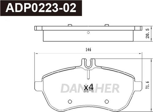 Danaher ADP0223-02 - Əyləc altlığı dəsti, əyləc diski furqanavto.az