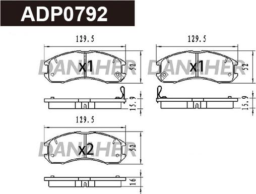 Danaher ADP0792 - Əyləc altlığı dəsti, əyləc diski furqanavto.az