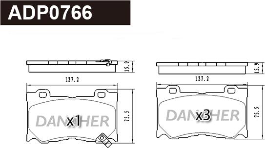 Danaher ADP0766 - Əyləc altlığı dəsti, əyləc diski furqanavto.az