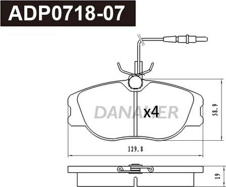 Danaher ADP0718-07 - Əyləc altlığı dəsti, əyləc diski furqanavto.az