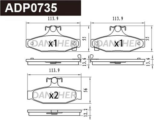 Danaher ADP0735 - Əyləc altlığı dəsti, əyləc diski furqanavto.az