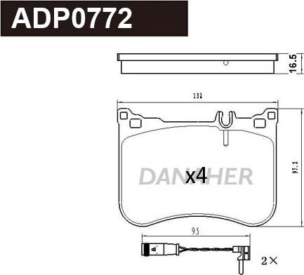 Danaher ADP0772 - Əyləc altlığı dəsti, əyləc diski furqanavto.az