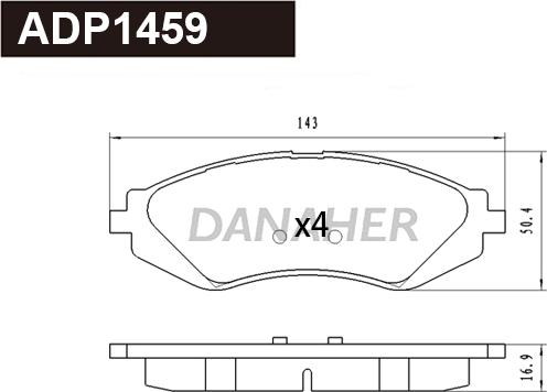 Danaher ADP1459 - Əyləc altlığı dəsti, əyləc diski furqanavto.az