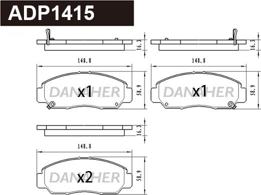 Danaher ADP1415 - Əyləc altlığı dəsti, əyləc diski furqanavto.az