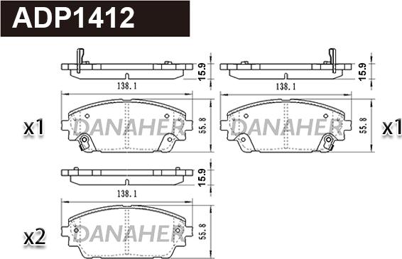 Danaher ADP1412 - Əyləc altlığı dəsti, əyləc diski furqanavto.az