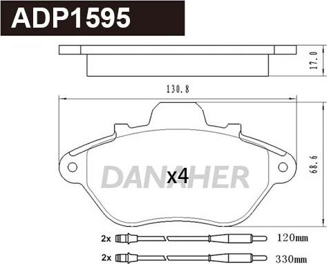 Danaher ADP1595 - Əyləc altlığı dəsti, əyləc diski furqanavto.az