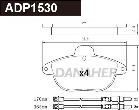 Danaher ADP1530 - Əyləc altlığı dəsti, əyləc diski furqanavto.az