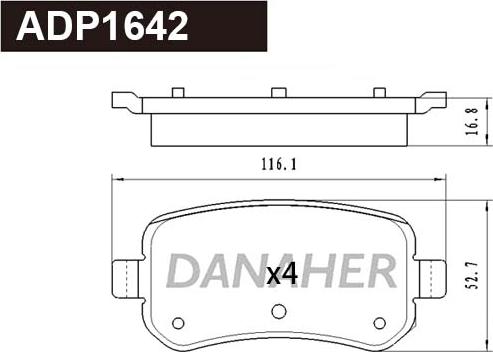 Danaher ADP1642 - Əyləc altlığı dəsti, əyləc diski furqanavto.az