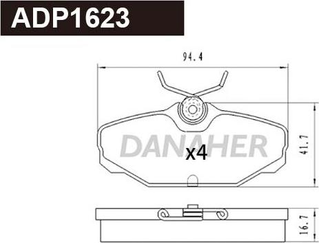 Danaher ADP1623 - Əyləc altlığı dəsti, əyləc diski furqanavto.az