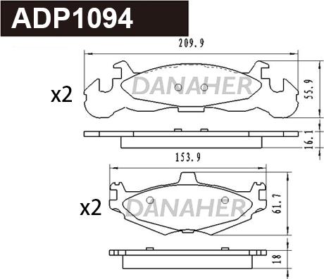 Danaher ADP1094 - Əyləc altlığı dəsti, əyləc diski furqanavto.az