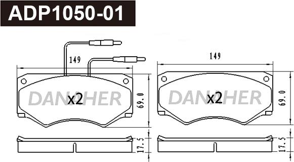 Danaher ADP1050-01 - Əyləc altlığı dəsti, əyləc diski furqanavto.az