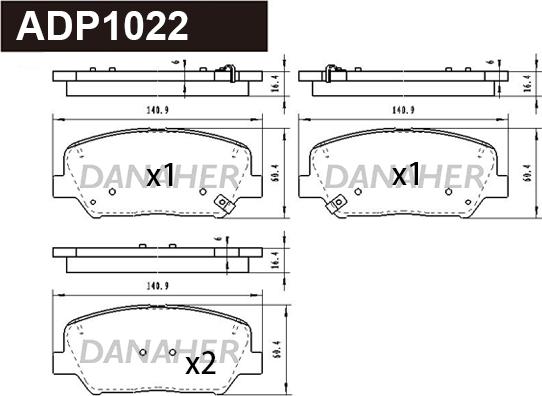 Danaher ADP1022 - Əyləc altlığı dəsti, əyləc diski furqanavto.az