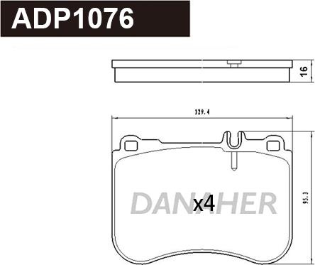 Danaher ADP1076 - Əyləc altlığı dəsti, əyləc diski furqanavto.az