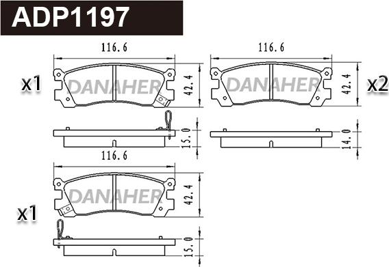 Danaher ADP1197 - Əyləc altlığı dəsti, əyləc diski furqanavto.az