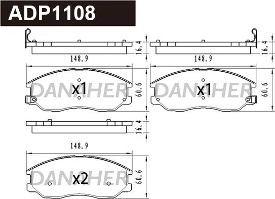 Danaher ADP1108 - Əyləc altlığı dəsti, əyləc diski furqanavto.az