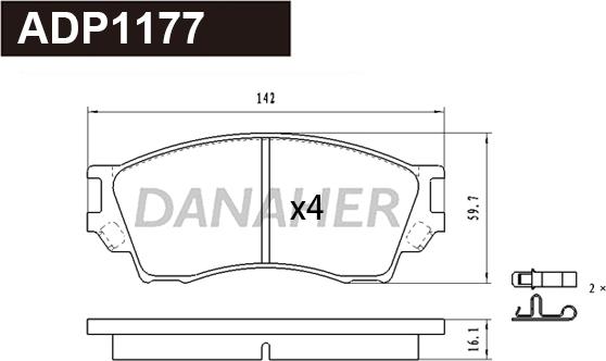 Danaher ADP1177 - Əyləc altlığı dəsti, əyləc diski furqanavto.az