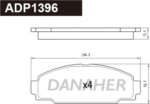 Danaher ADP1396 - Əyləc altlığı dəsti, əyləc diski furqanavto.az