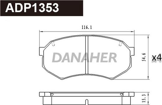 Danaher ADP1353 - Əyləc altlığı dəsti, əyləc diski furqanavto.az