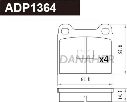 Danaher ADP1364 - Əyləc altlığı dəsti, əyləc diski furqanavto.az