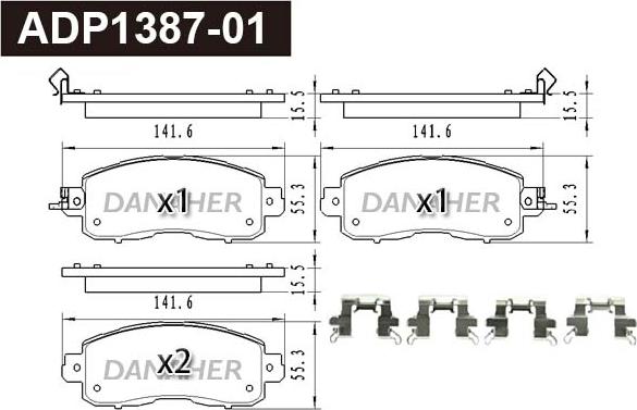 Danaher ADP1387-01 - Əyləc altlığı dəsti, əyləc diski furqanavto.az