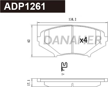 Danaher ADP1261 - Əyləc altlığı dəsti, əyləc diski furqanavto.az