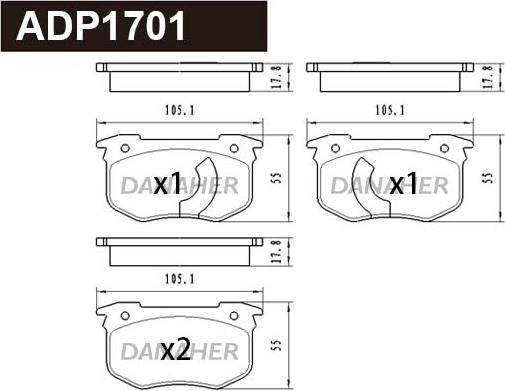 Danaher ADP1701 - Əyləc altlığı dəsti, əyləc diski furqanavto.az