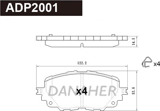 Danaher ADP2001 - Əyləc altlığı dəsti, əyləc diski furqanavto.az