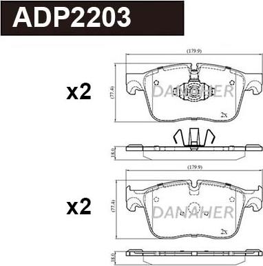 Danaher ADP2203 - Əyləc altlığı dəsti, əyləc diski furqanavto.az