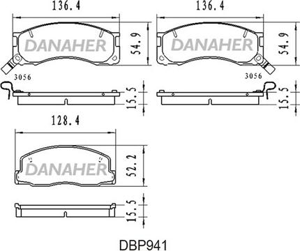 Danaher DBP941 - Əyləc altlığı dəsti, əyləc diski furqanavto.az