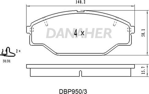 Danaher DBP950/3 - Əyləc altlığı dəsti, əyləc diski furqanavto.az