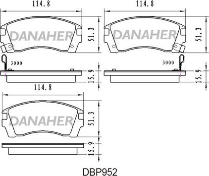 Danaher DBP952 - Əyləc altlığı dəsti, əyləc diski furqanavto.az