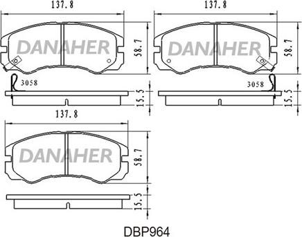 Danaher DBP964 - Əyləc altlığı dəsti, əyləc diski furqanavto.az