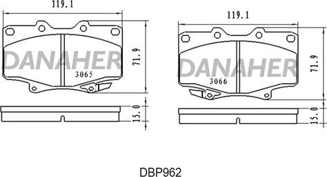 Danaher DBP962 - Əyləc altlığı dəsti, əyləc diski furqanavto.az