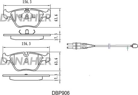 Danaher DBP906 - Əyləc altlığı dəsti, əyləc diski furqanavto.az