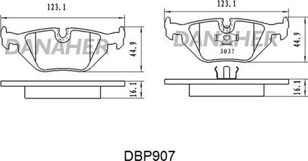 Danaher DBP907 - Əyləc altlığı dəsti, əyləc diski furqanavto.az